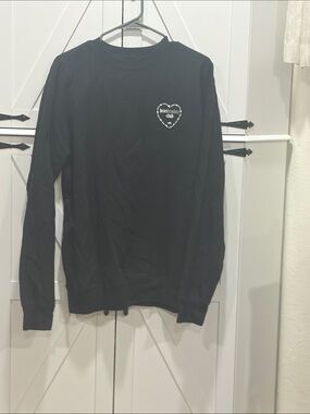 Black Crewneck Sweatshirt with Heart Emblem